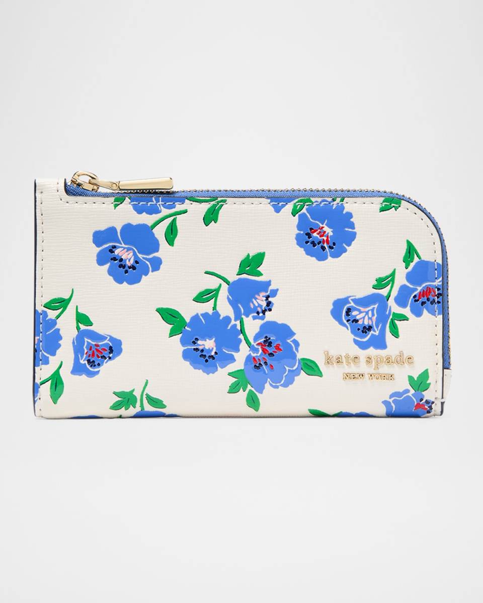devin small springtime blooms leather bifold wallet